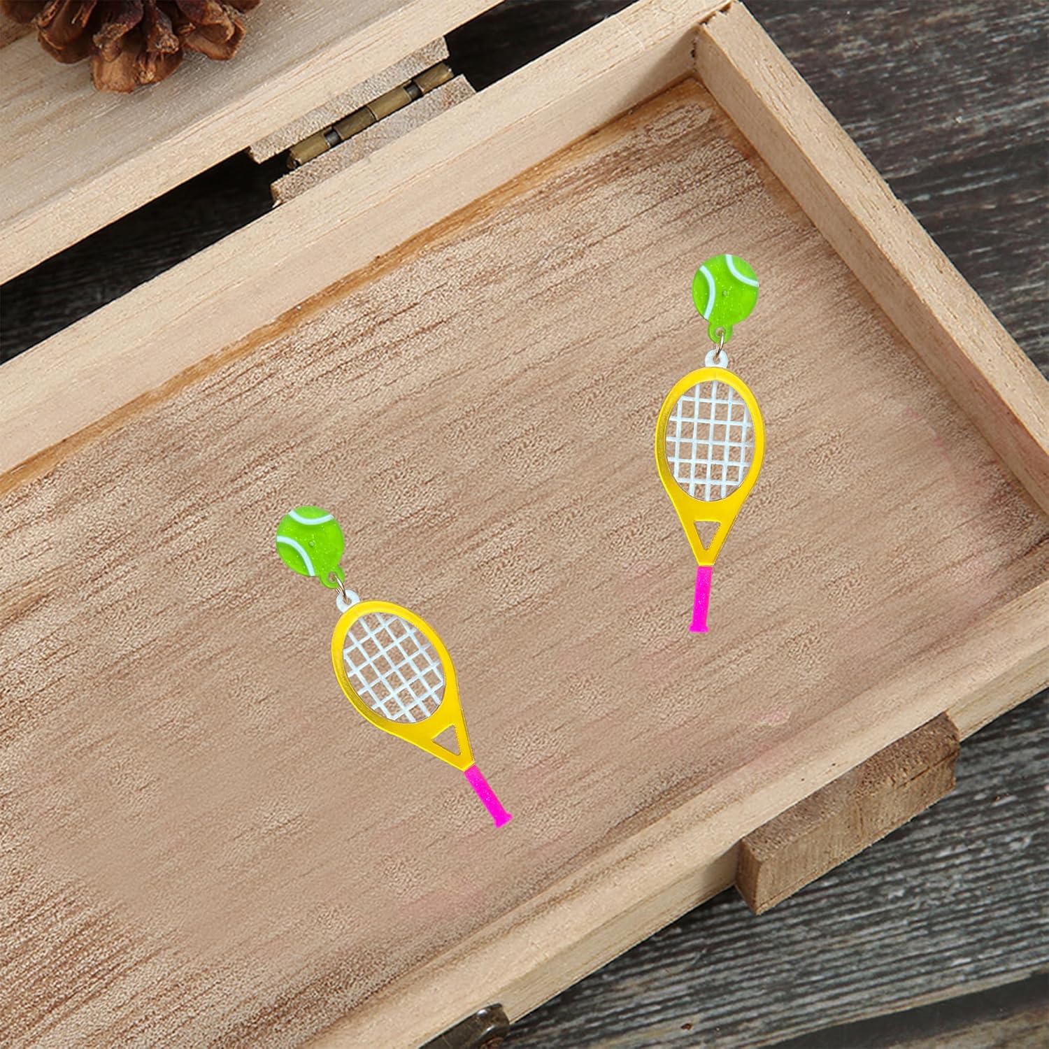 Anmpab Tennis Racket Stud Earrings for Women Cute Tennis Sport Lover Drop Dangle Earrings Statement Jewelry - Image 7