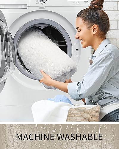 Miniatura 10 de Alfombra de baño blanca de 24 x 36 pulgadas, lavable a máquina, para suelo de baño, gruesa, esponjosa, absorbente, alfombra de baño para bañera,