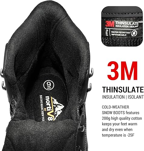 Miniatura 2 de NORTIV 8 170410 - Botas de nieve y senderismo de construcción con aislamiento y resistente al agua para el invierno para hombre