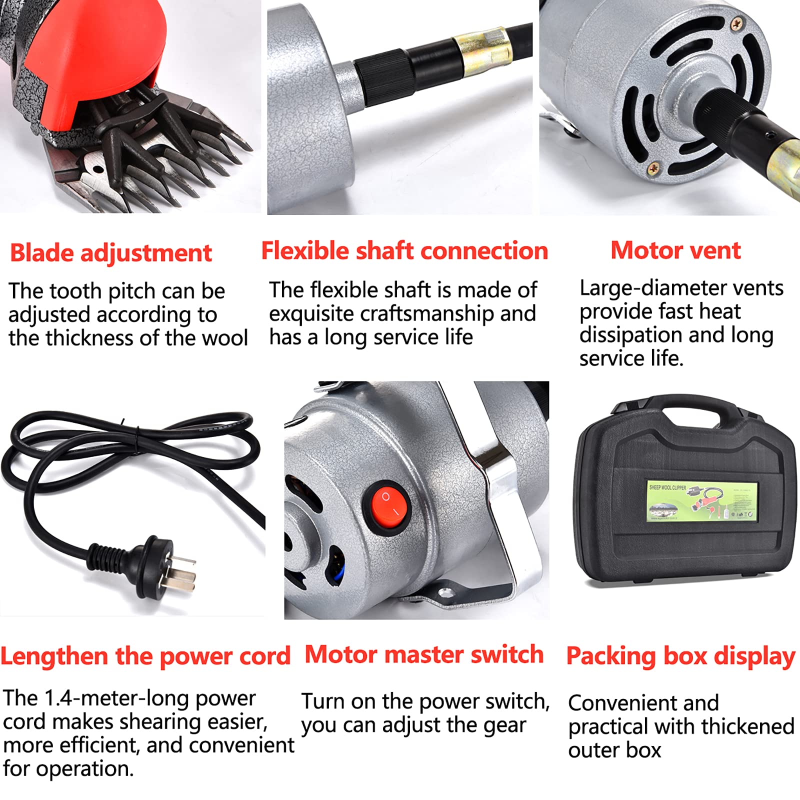 Esquiladora ?para Oveja 1000W,Cizalla para Cabra Electrónica ?Alpaca Camello,3600RPM Tijeras eléctricas máquina de Granja para Cortar Pelo de Oveja de Animales,Cabra (13 dientes)