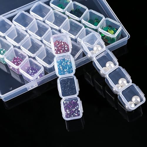 Miniatura 3 de Eiito Contenedores de almacenamiento de pintura de diamantes, 2 piezas de 28 rejillas transparentes para accesorios de pintura de diamantes y cajas