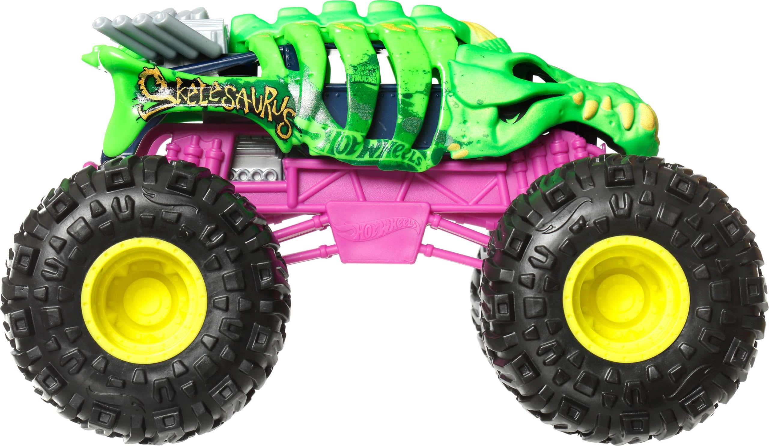 Hot Wheels Monster Trucks, Monster Truck de gran tamaño, camión de juguete fundido a escala 1:24 con ruedas gigantes y diseños geniales