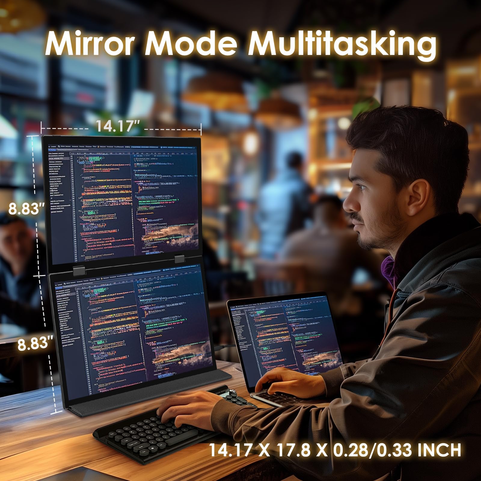 Lepow Portable Monitor 15.6'' 1080P USB-C Laptop Dual Screen