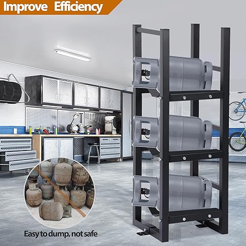 Miniatura 5 de Refrigerant Tank Rack 3x30lb, Stable Refrigerant Cylinder Tank Rack, Cylinder Rack Sufficient Storage for Freon, Gases, Oxygen, Nitrogen, Acetylene