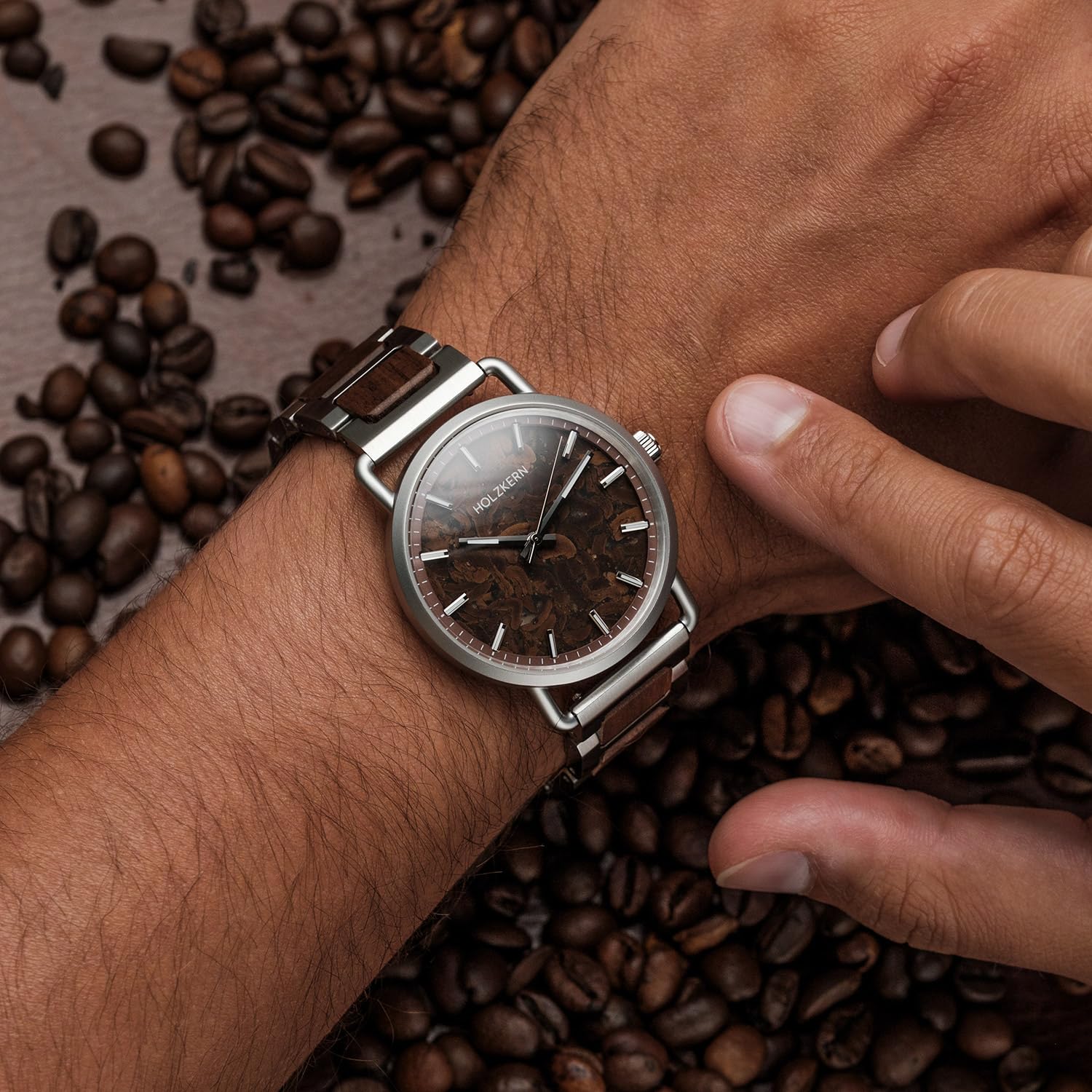 HOLZKERN Unisex-Uhr Quarz Espressino Kaffee/Walnuss 9010631022525