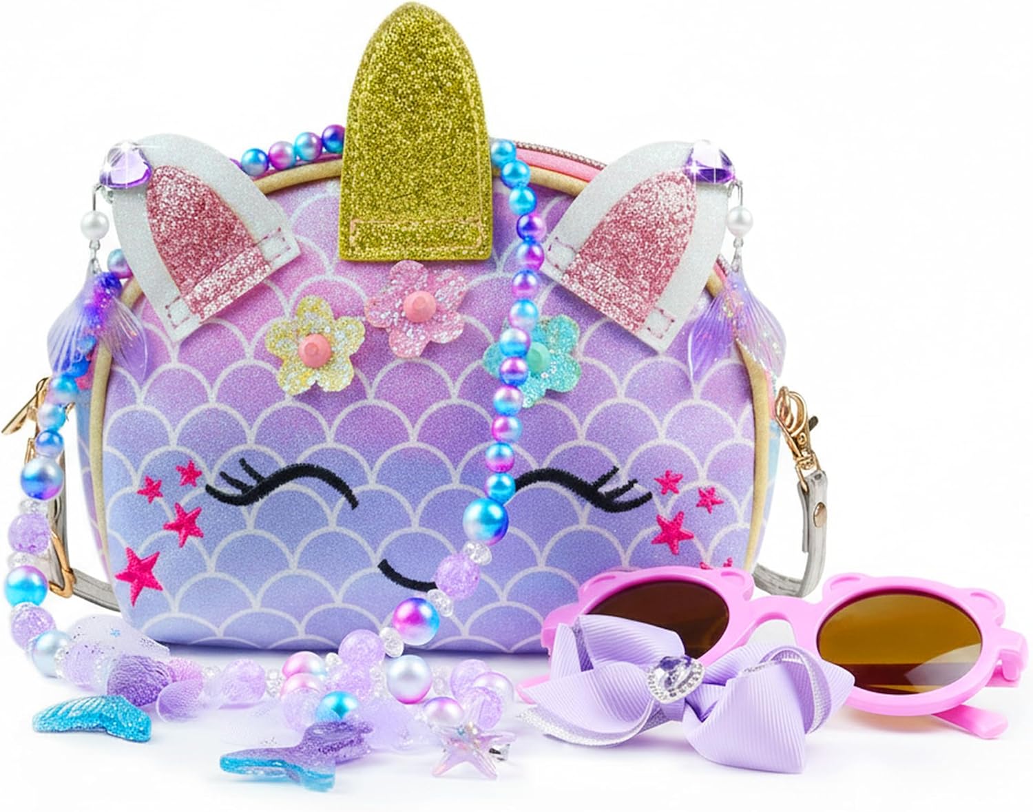 Purse for Little Girls,Girls Jewelry Pretend Play,Unicorn Gifts for girls,Crossbody Bags for Kid