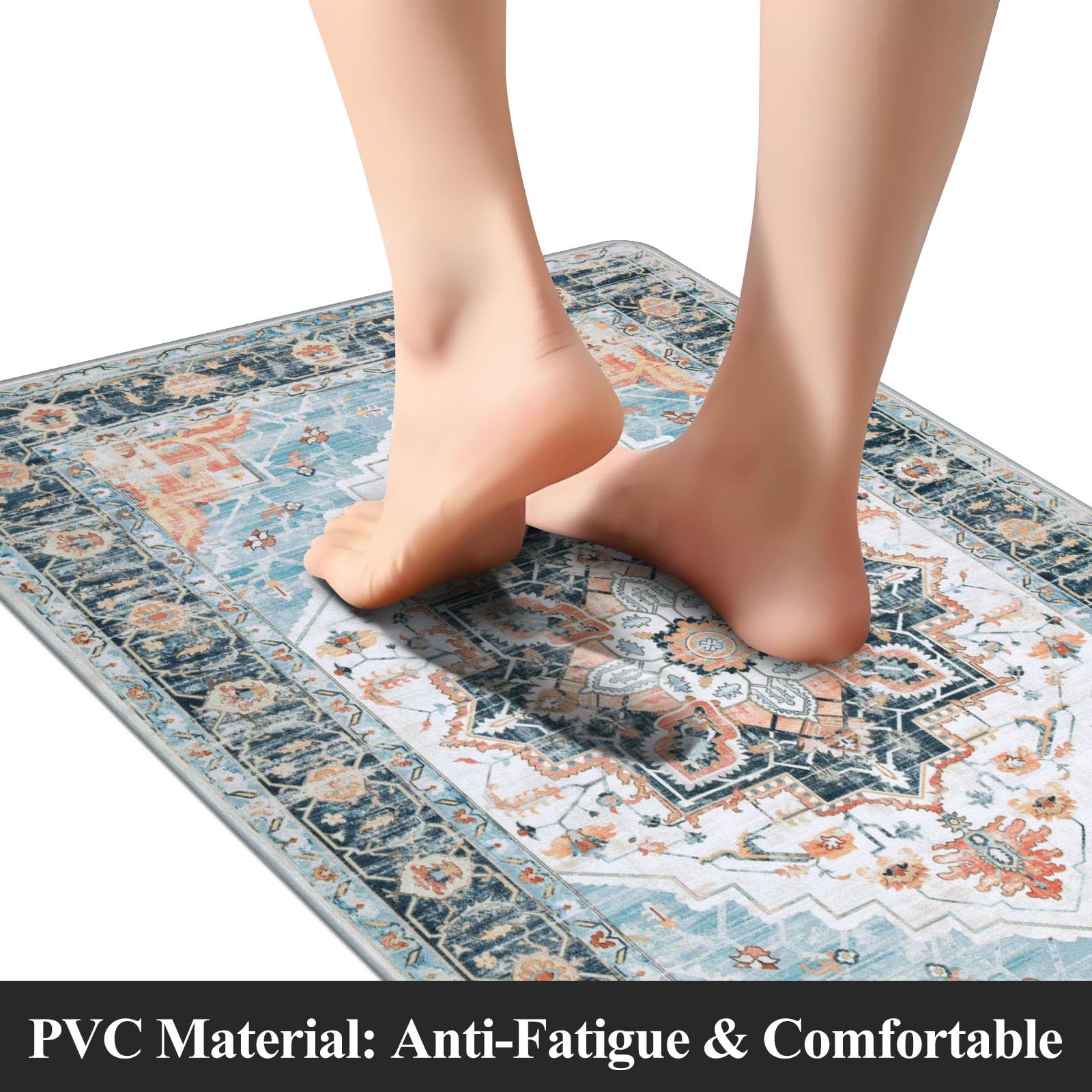 Boho - 3 Alfombrillas antifatiga para Cocina, Resistentes a Las Manchas, Parte Inferior Antideslizante, Comodidad ergonómica de PVC, Impermeable y Duradera, Estilo Granja