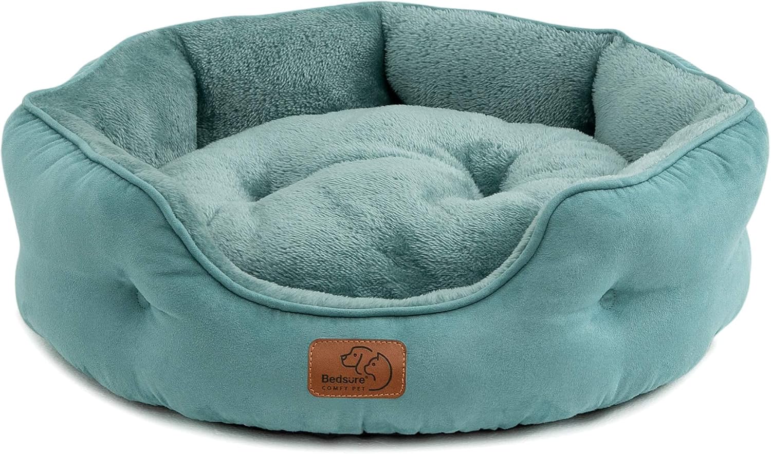 Bedsure Small Dog Bed for Small Dogs Washable - Round Cat Beds for Indoor Cats, Round Pet Bed for Puppy and Kitten with Slip-Resistant Bottom, Blue, 20 Inches : Pet Supplies