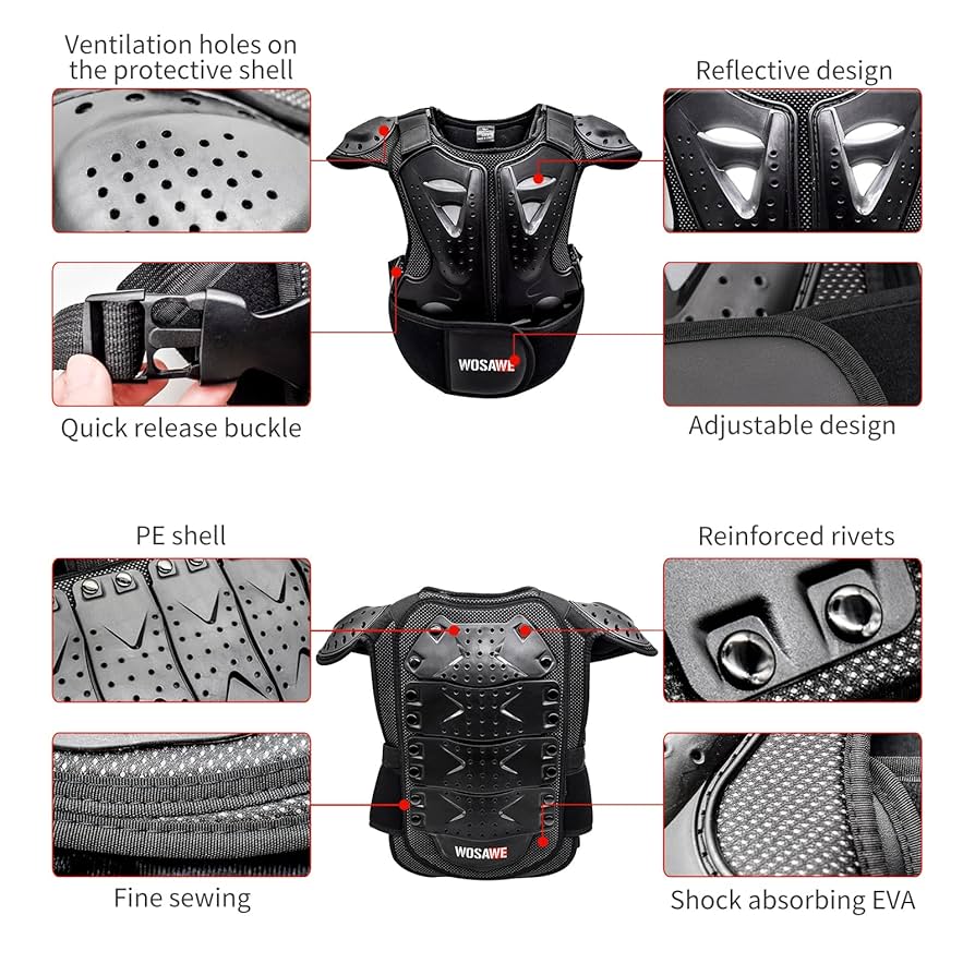 胸、両腕、背中の4面プリント　セール品対象商品 Amazon | RENHE 背中プロテクター バイク用 脊椎背面