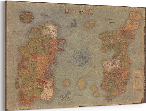 MGSBCXN Lienzo con diseño de mapa retro del mundo de Warcraft, arte para pared, póster enmarcado, cuadro de juego azerótico, obra de arte de la Ira