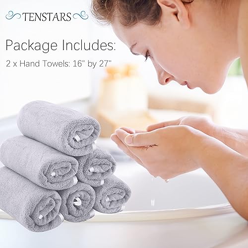 Miniatura 2 de TENSTARS Toallas de mano de seda con dobladillo para baño, secado rápido, toalla absorbente de microfibra ultra suave para baño, fitness, gimnasio,