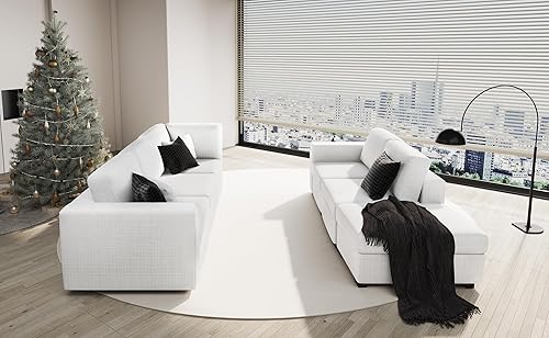 Miniatura 6 de Sunrise Coast Sofá modular modular convertible en forma de L con otomana de 127 pulgadas, color beige, cama grande, sofá de 6 asientos para sala de