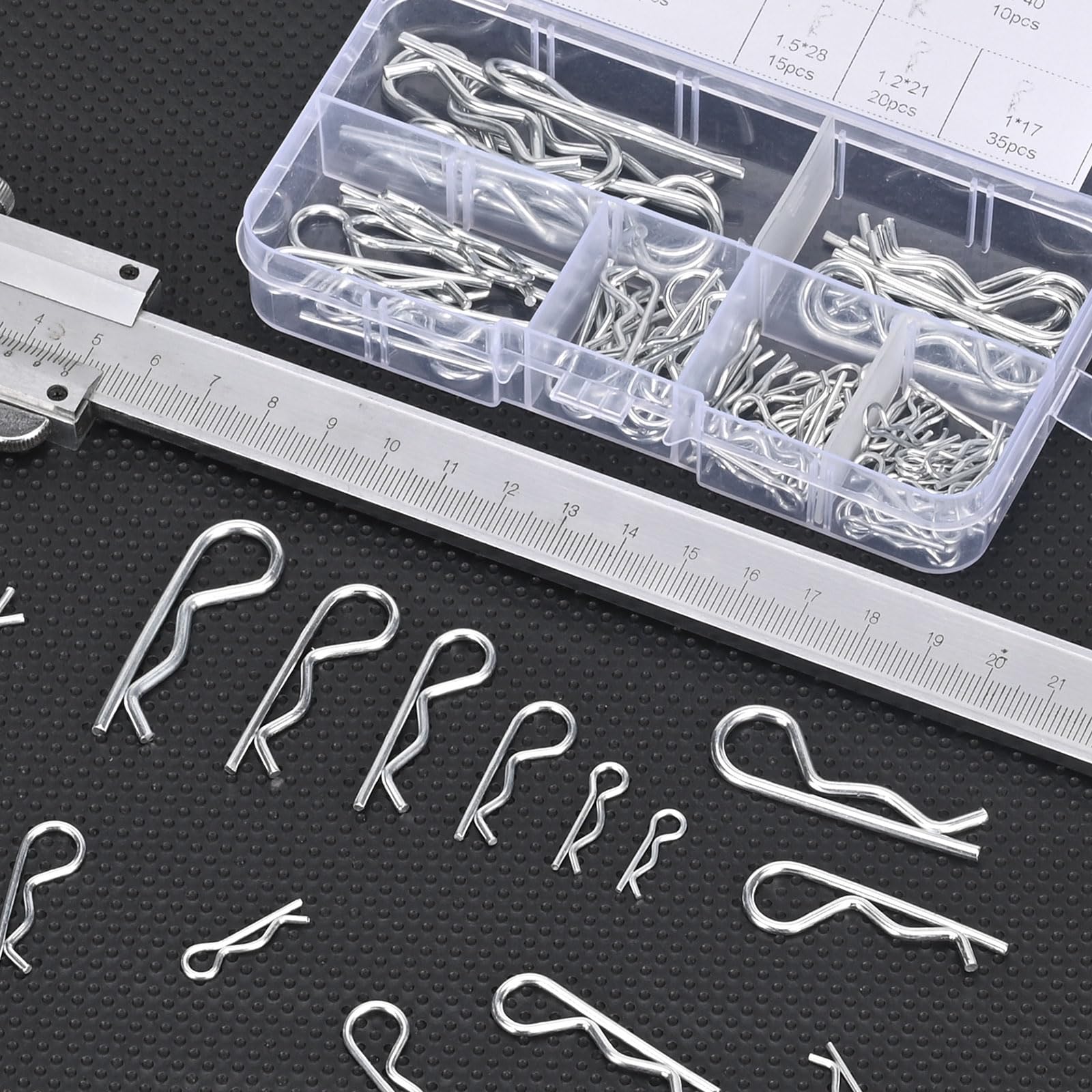 100 Pezzi Copiglie Clips, Coppiglie Mollette a R,R Clip Coppiglie a Molla,R Coppiglie Pin,per Trattori Auto Camion,sei taglie