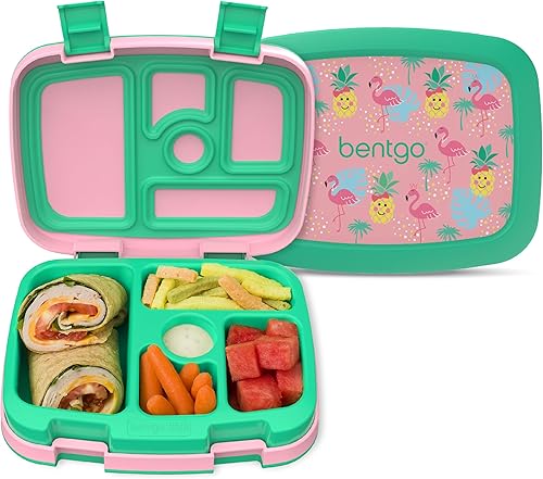 Miniatura 32 de Bentgo Kids Prints - Lonchera de 5 compartimentos, estilo bento, a prueba de derrames, tamaños de porción ideales para niños de 3 a 7 años, Aventura