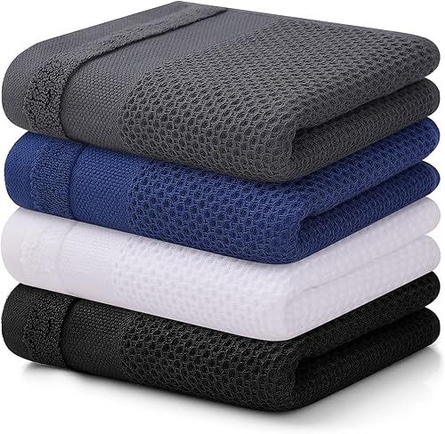 Miniatura 250 de Homaxy Paños de cocina 100% algodón, paquete de 8 – 12 x 12 pulgadas, tejido de gofre, muy suaves y absorbentes, paños de cocina de secado rápido