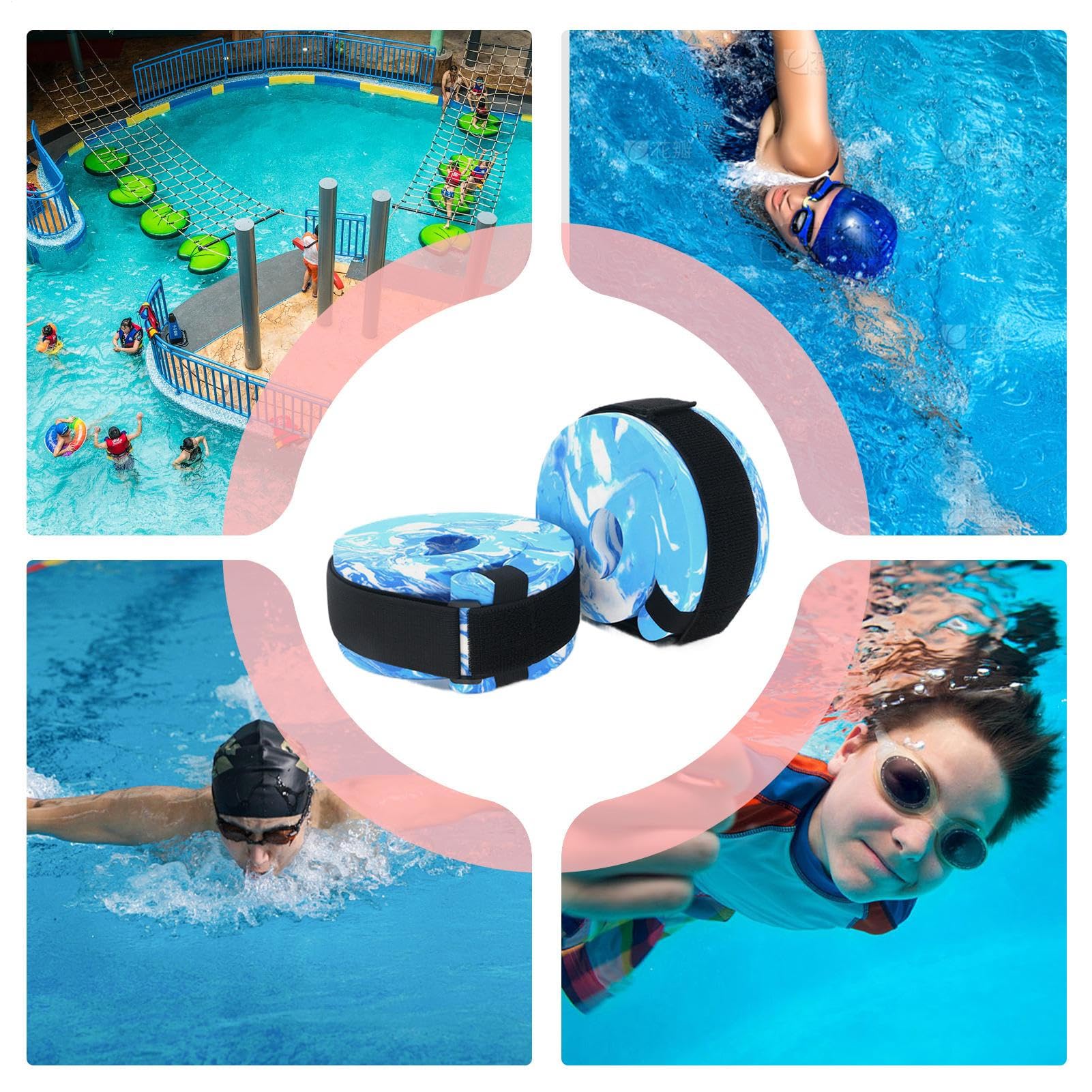 Braccioli Salvagente per Adulti,Cintura Morbida Regolabile Elastica,Galleggianti Piscina Attrezzatura Acquagym - per Lago Fiume Palestra Fitness Allenamento Esercizio Gioco Aerobica