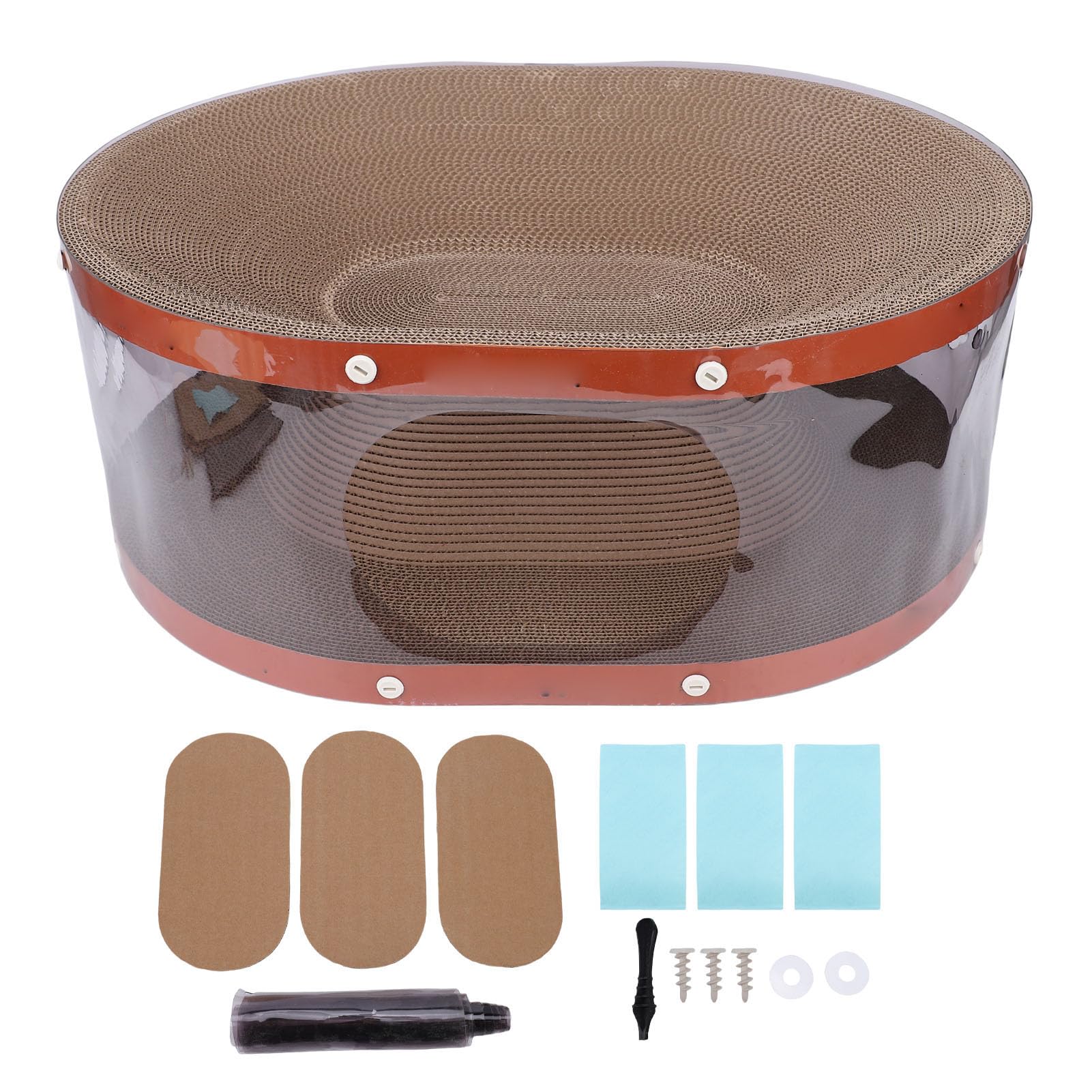 Juguete Rascador Curvo para Gatos con Túnel de Juego y Cama Corrugada para Escalar, Rascar y Jugar, Seguro para Uso Doméstico