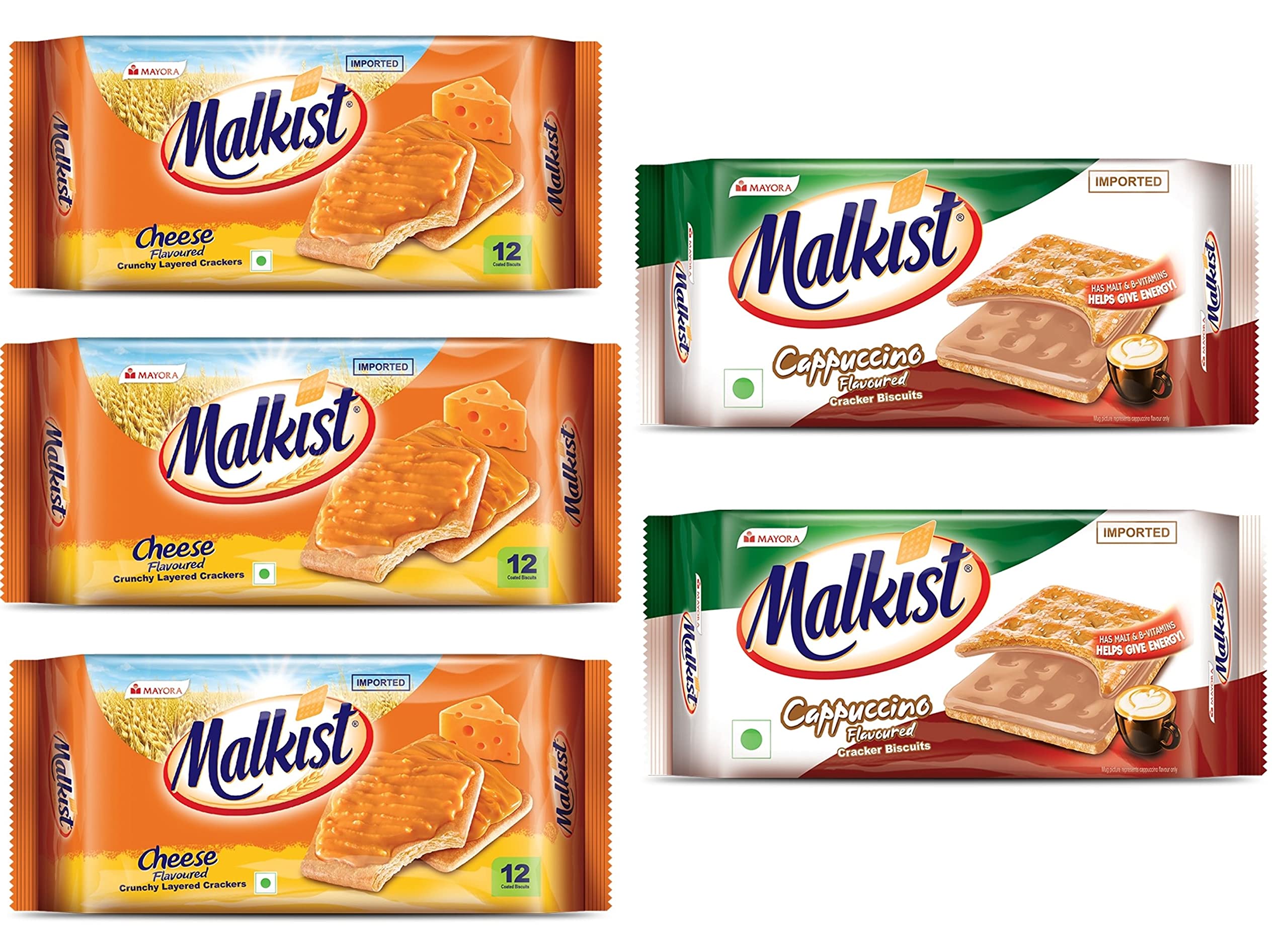Malkist Cheese and Cappuccino 2 Flavored Crunchy Crackers Biscuits 138gm (12 Piece Per Pack) (Pack of 5) (B096FS45RG) Amazon Price History, Amazon Price Tracker