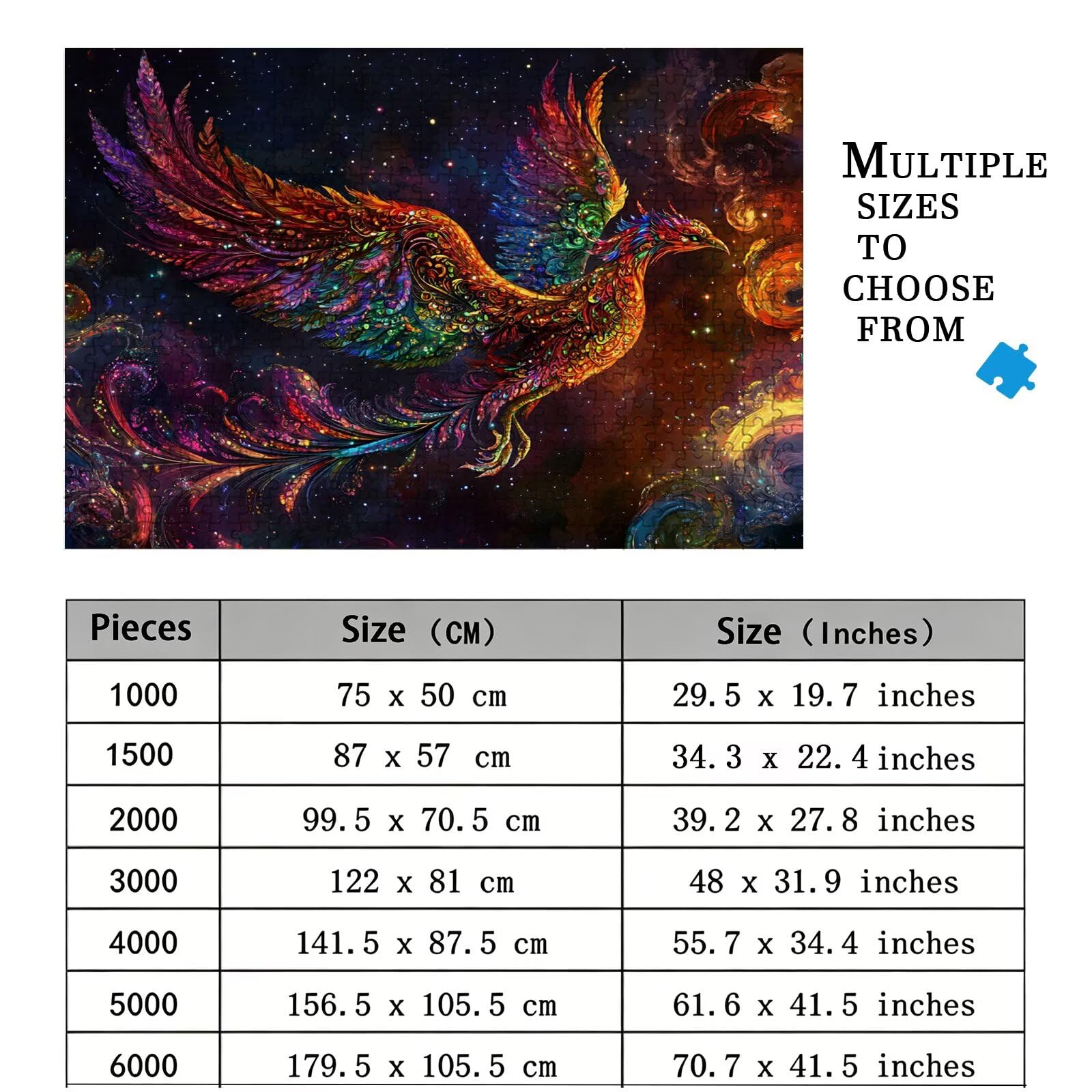 Dream Puzzle 1500 elementów, trudne puzzle, drewniane puzzle dla całej rodziny, zestaw "zrób to sam", dla dorosłych, nadają się jako dekoracja ścienna i prezenty dla kobiet, temat: feniks 8p-577