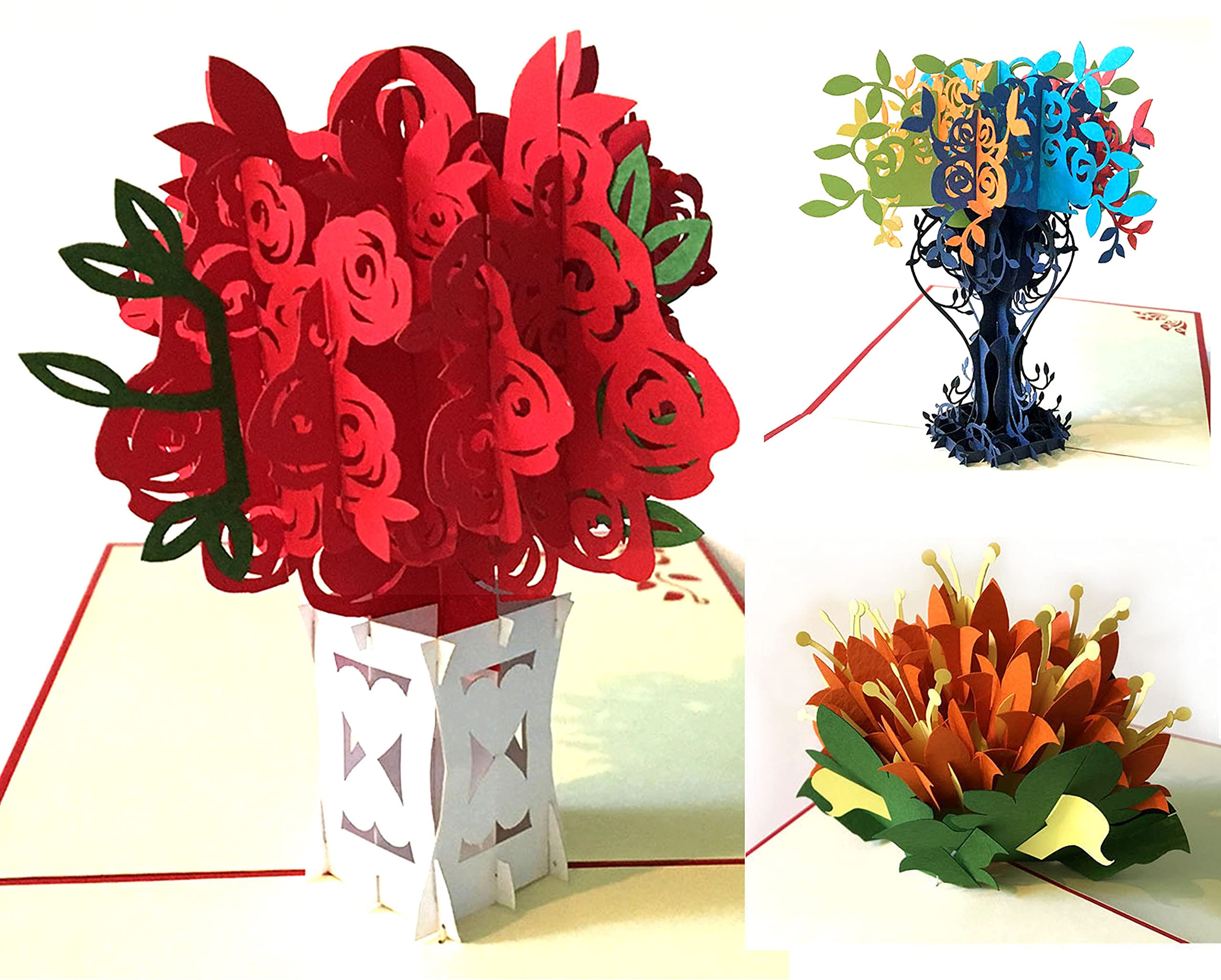 Sunne Tropical 3D Pop-Up Grußkarten – 3er Set, 5,75 Zoll, Für Alle Anlässe