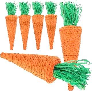 Veemoon 6pcs Carrot Bunny Toys for Rabbits Teething Toy Parrot Toys Bunny Chew Carrot Bunny Chew Toy Rabbit Chew Carrot Pet Chewing Toy Rabbit Teething Toy Small Pet Chewing Toy Radish
