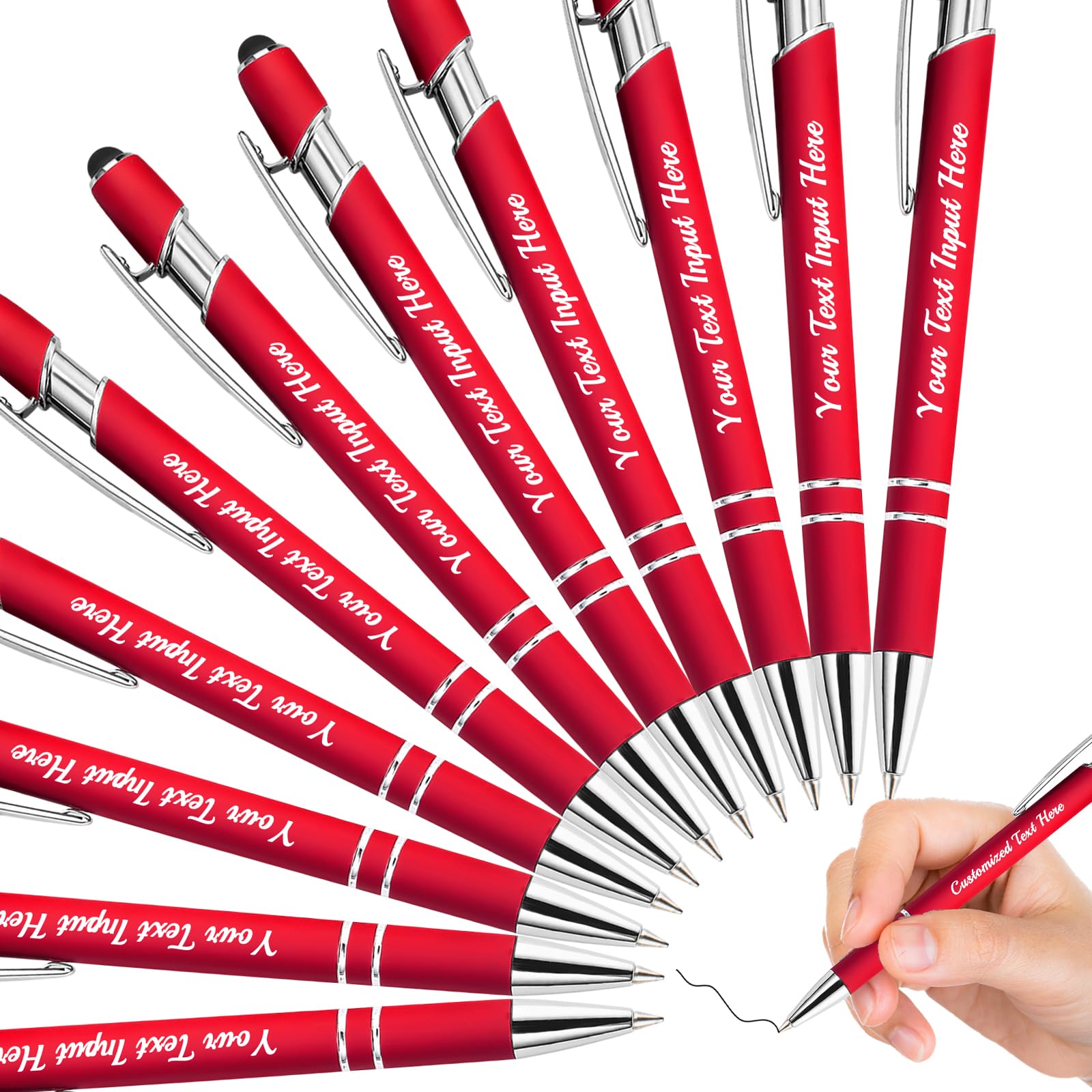 ShAxzHen Personalised Pens with Name Custom Ballpoint Pens Bulk Customised Engraved Pen Stylus for Business Graduation Black Ink Advertising Office Gifts Red 36 PCS
