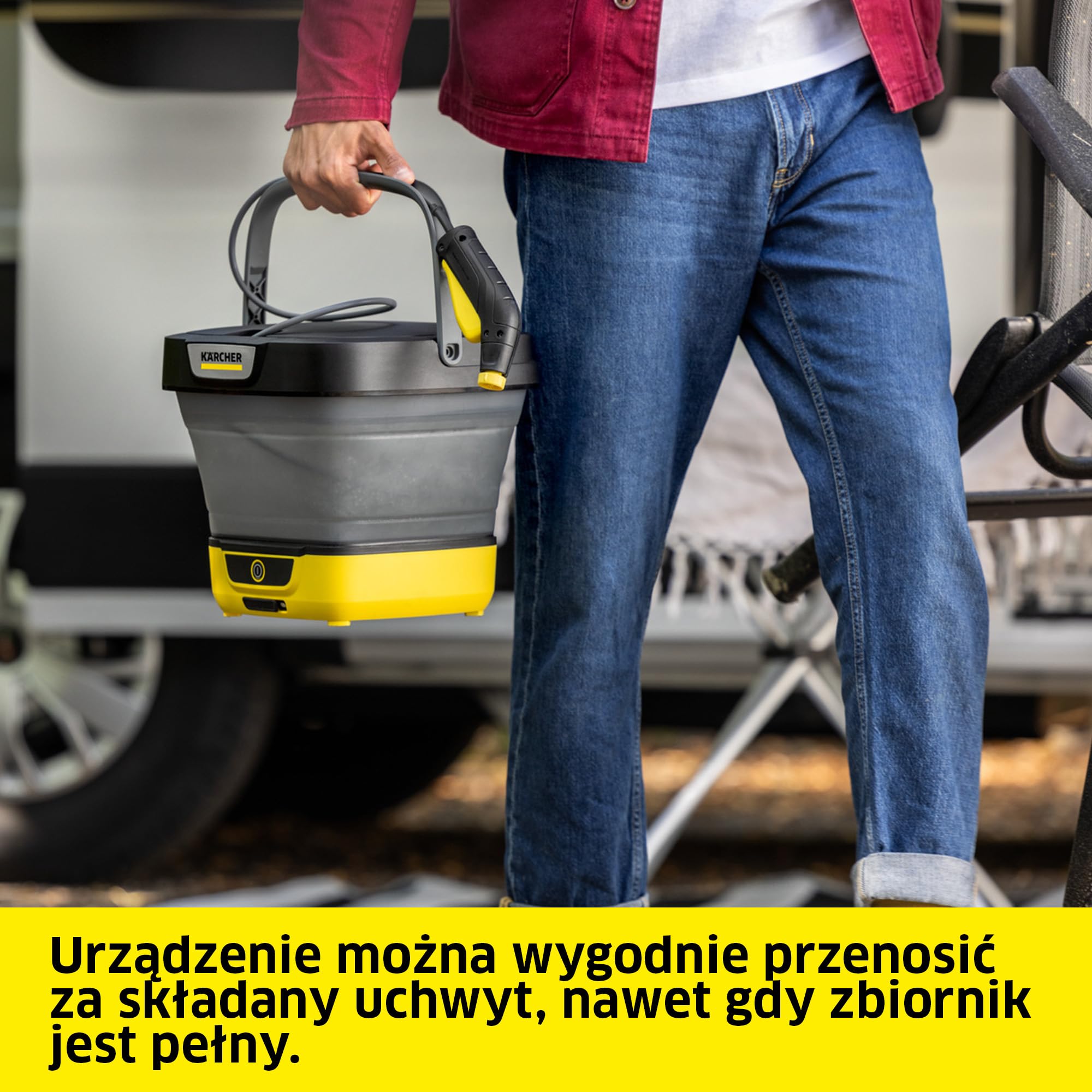 Kärcher myjka ciśnieniowa OC 3 Foldable PJ, mobilne czyszczenie roweru, kampingu i ogrodu, niskie ciśnienie, akumulator litowo-jonowy, składany zbiornik na wodę: 8 l, dysza płaska, dysza punktowa