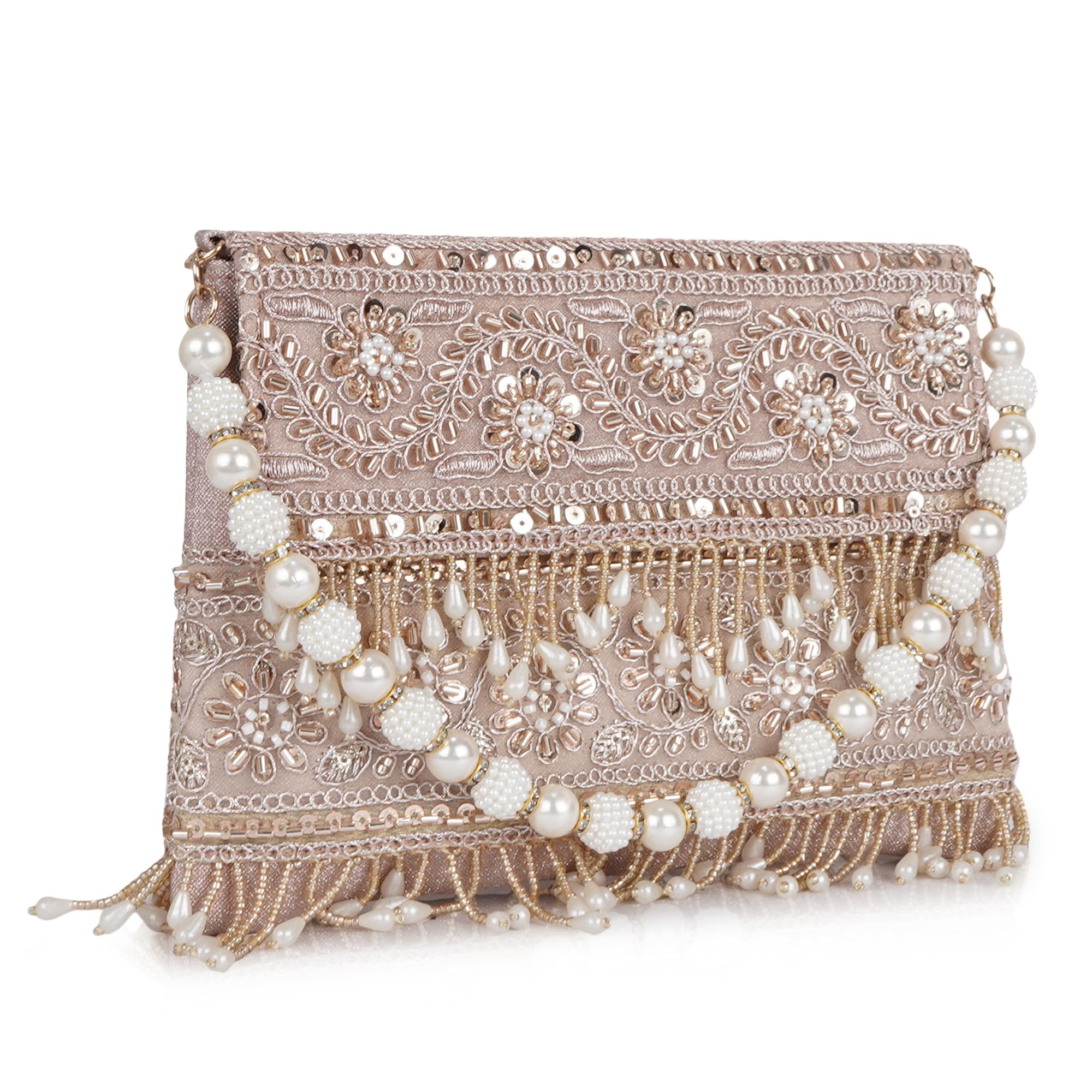 PU Silk Fabric Women’s Embellished bride Clutch with Pearl Handle | Fancy Designe & Wedding Potli Bag for Festive & Evening-image-33