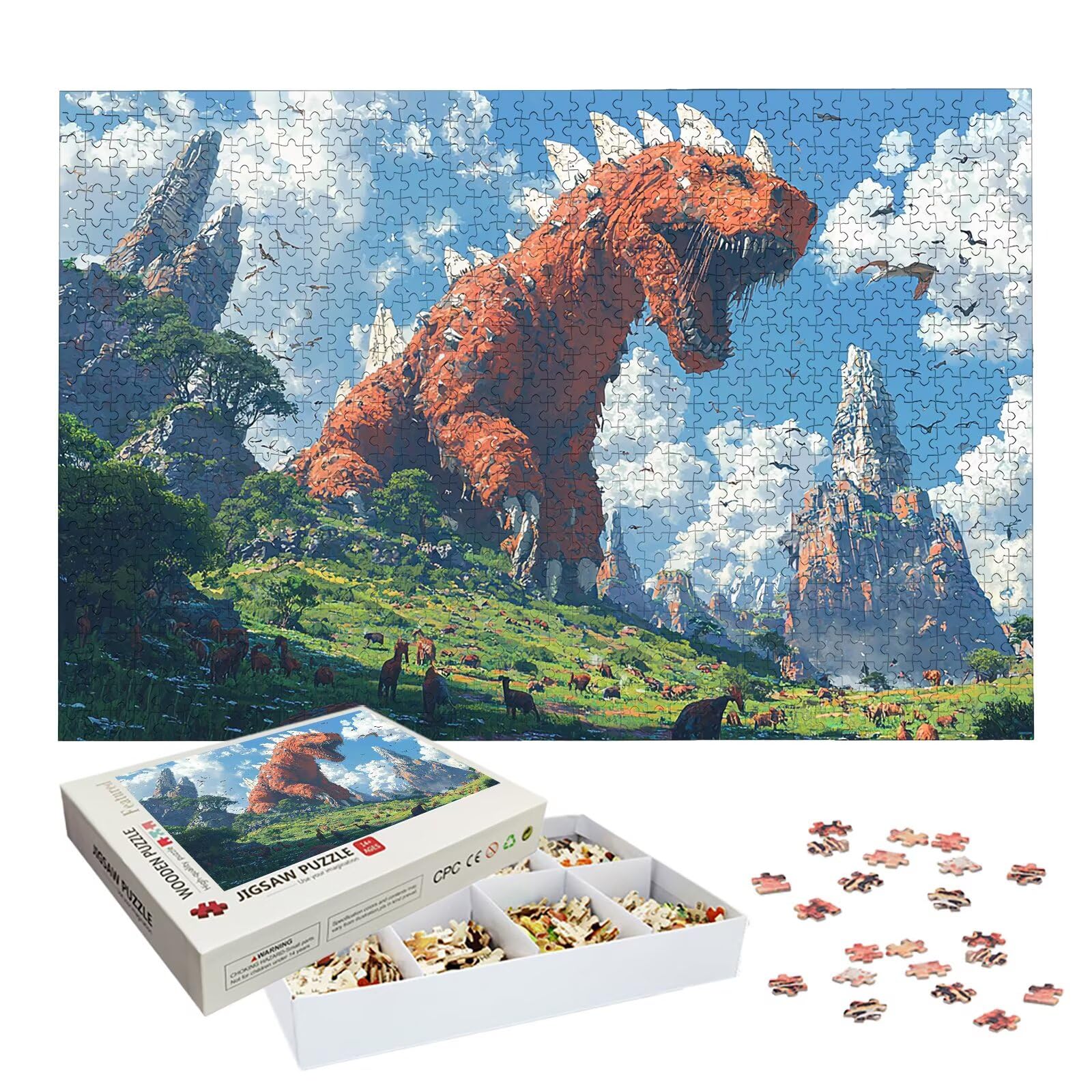 Puzzle 3000 Teile, Dinosaurier Puzzle 3000 Teile Erwachsene, Klassische Puzzles Anime, Holzpuzzle Erwachsene, Puzzlespiele für Die Ganze Familie, Geschenke für Frauen, Geschenke für Männer, -9153