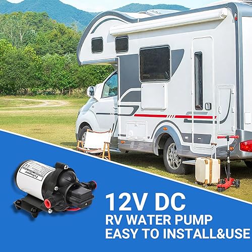 Miniatura 7 de Bomba de Agua para RV, Bomba de Presión de Agua de 12 V CC con Interruptor de Presión, Diafragma Autocebante 4.0 GPM 45 PSI, para RV, Marina, Yate