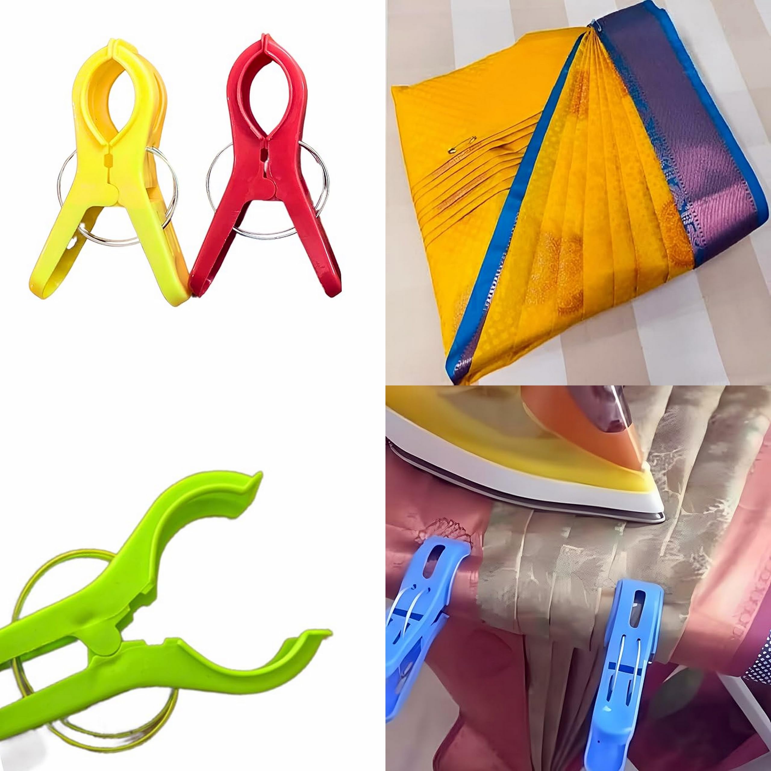 Prabhas Designs Saree 5 inch Big Clips for Pre-Pleating 3 Nos | Easy Pleat Maker for Perfect Saree Draping | Saree Pegs (3)