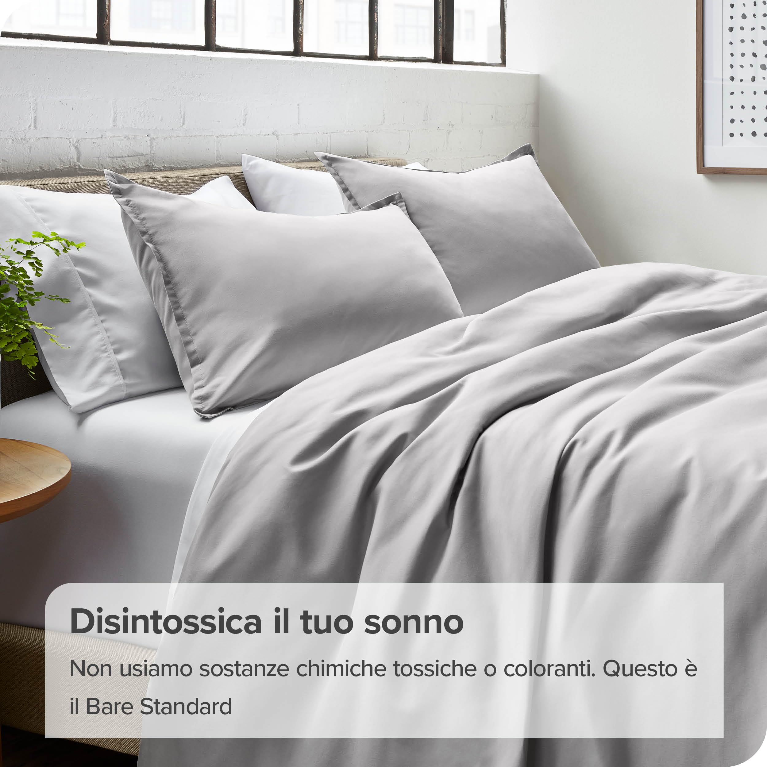 Bare Home Set Copripiumino Collezione Premium 1800 Ultra Morbida - Copripiumino Leggero e Fresco - Copripiumino dalla Texture soffice (240 x 220/80 x 80 x 2, Grigio Chiaro)