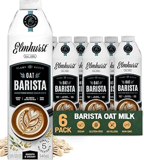 Elmhurst 1925 Oat Milk Barista Edition 32oz 6-Pack - Vegan Dairy-Free, 20g Protein, Froths Perfectly for Lattes & Iced Coffee