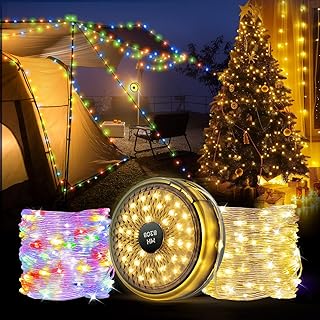 Mcbazel キャンプストリングライト 収納式 10m長さ 防水 10種類の照明モード 磁石フック 2000mAh アウトドア照明 庭園装飾 緊急灯 飾りランタン キャンプ/庭/ハイキング/装飾用 ポータブル- カラフル