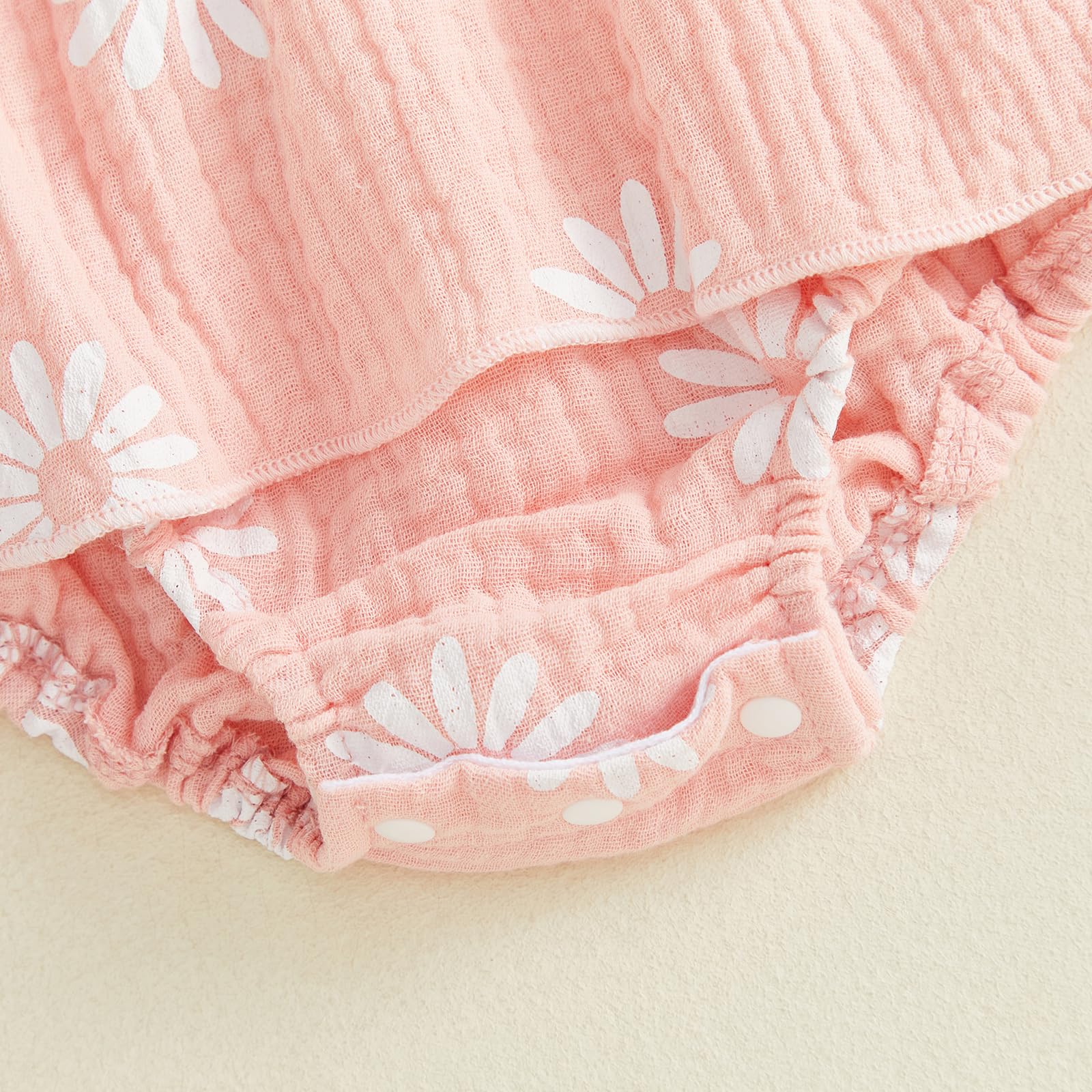 Barboteuse pour bébé fille - Col Peter Pan - Sans manches - Imprimé marguerites - Combinaison une pièce