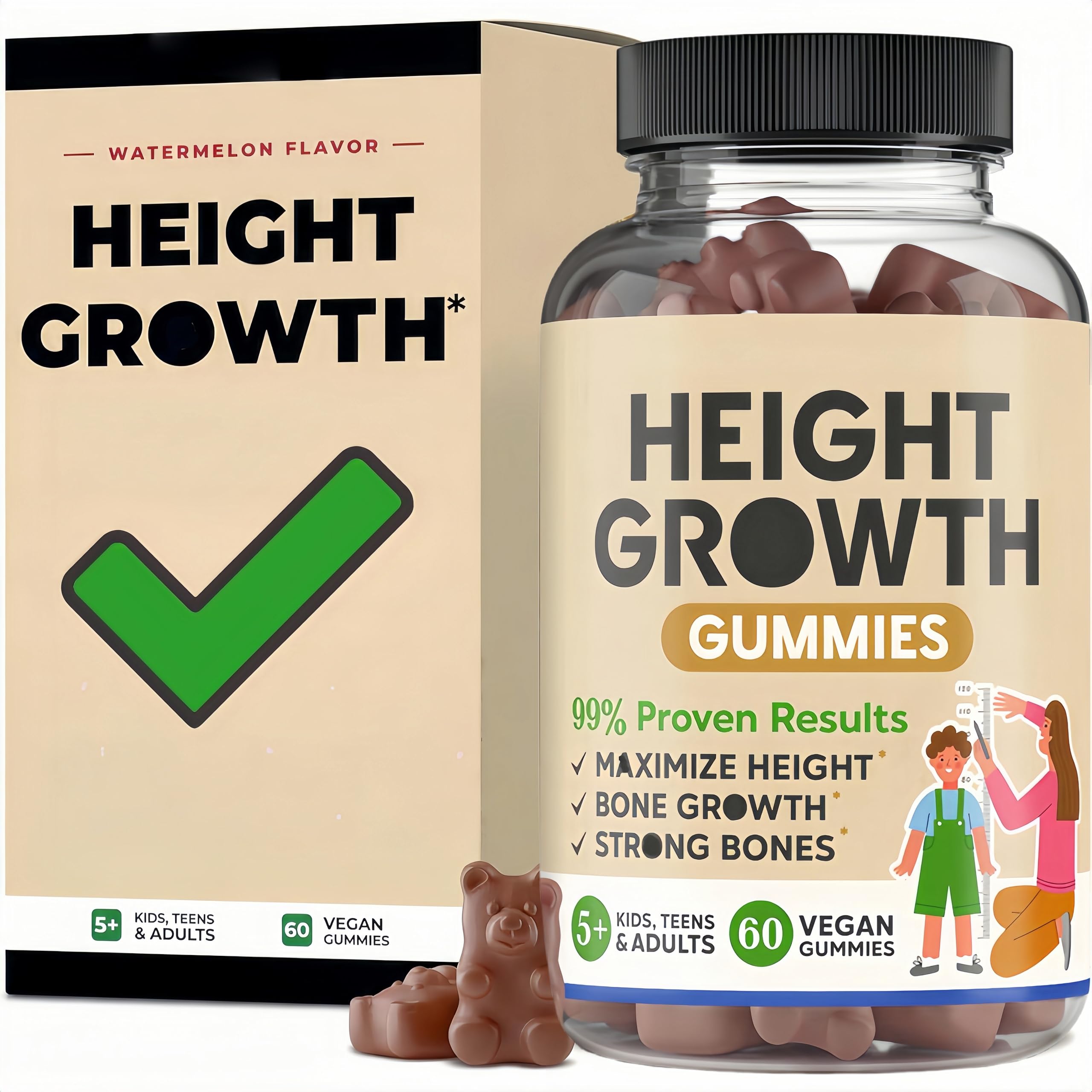 Gomitas de crecimiento para niños y adolescentes - Soporte de altura natural - Para niños quisquillosos con la comida a partir de 5 años
