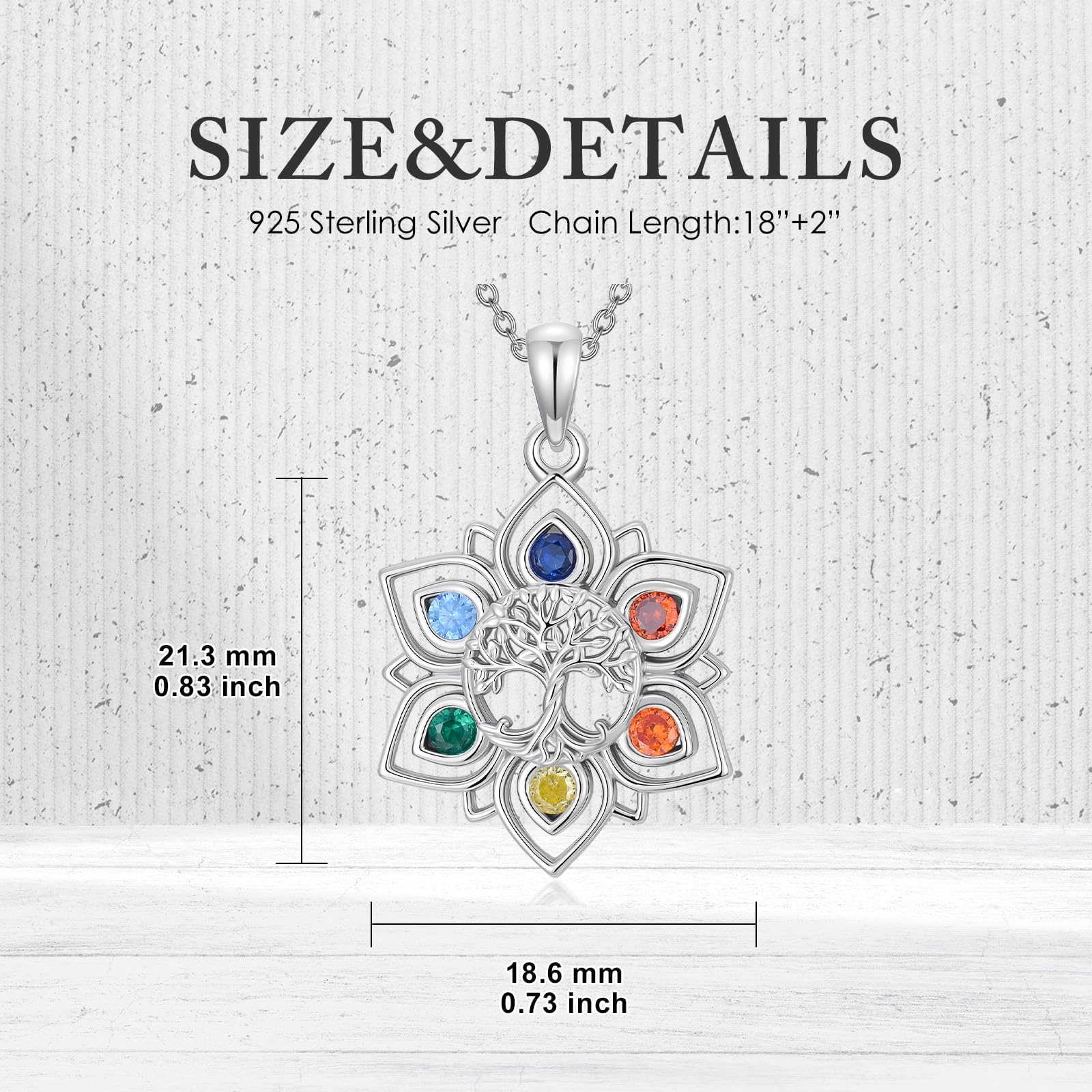 Baum des Lebens Halskette Chakra Anhänger 925 Sterlingsilber Lotus Halskette Chakra Schmuck Geburtstagsgeschenk für Frauen Mütter