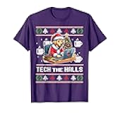 TECH THE HALLS Funny Ugly Christmas Sweater Lab Santa Meme T-Shirt