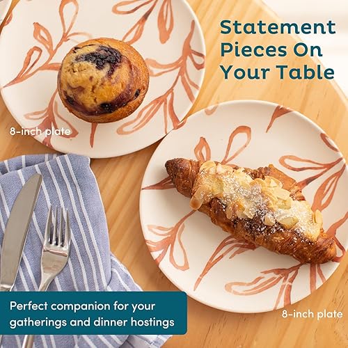 Miniatura 4 de Nook Theory Paquete de 4 platos llanos de fibra de bambú, alternativa para platos de plástico, platos de bambú reutilizables, platos inastillables,