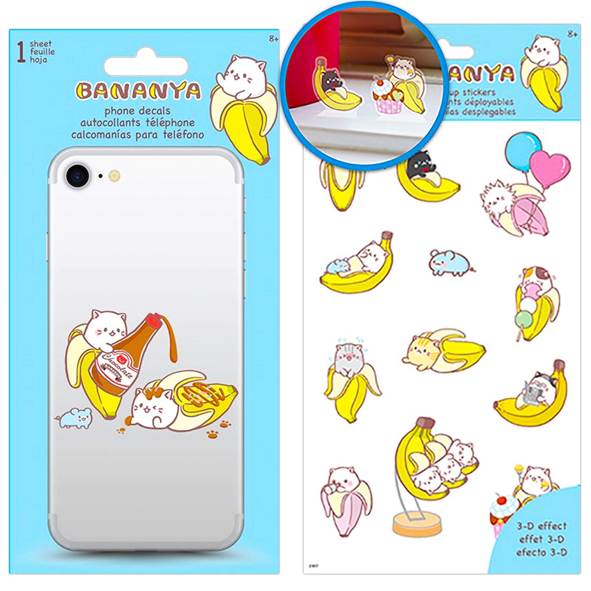 Bananya Sticker Set Bananya Phone Decal - 2 Pc Bananya Sticker Set with Bananya Decal for Phones (Bananya Gifts Bananya Party Supplies)