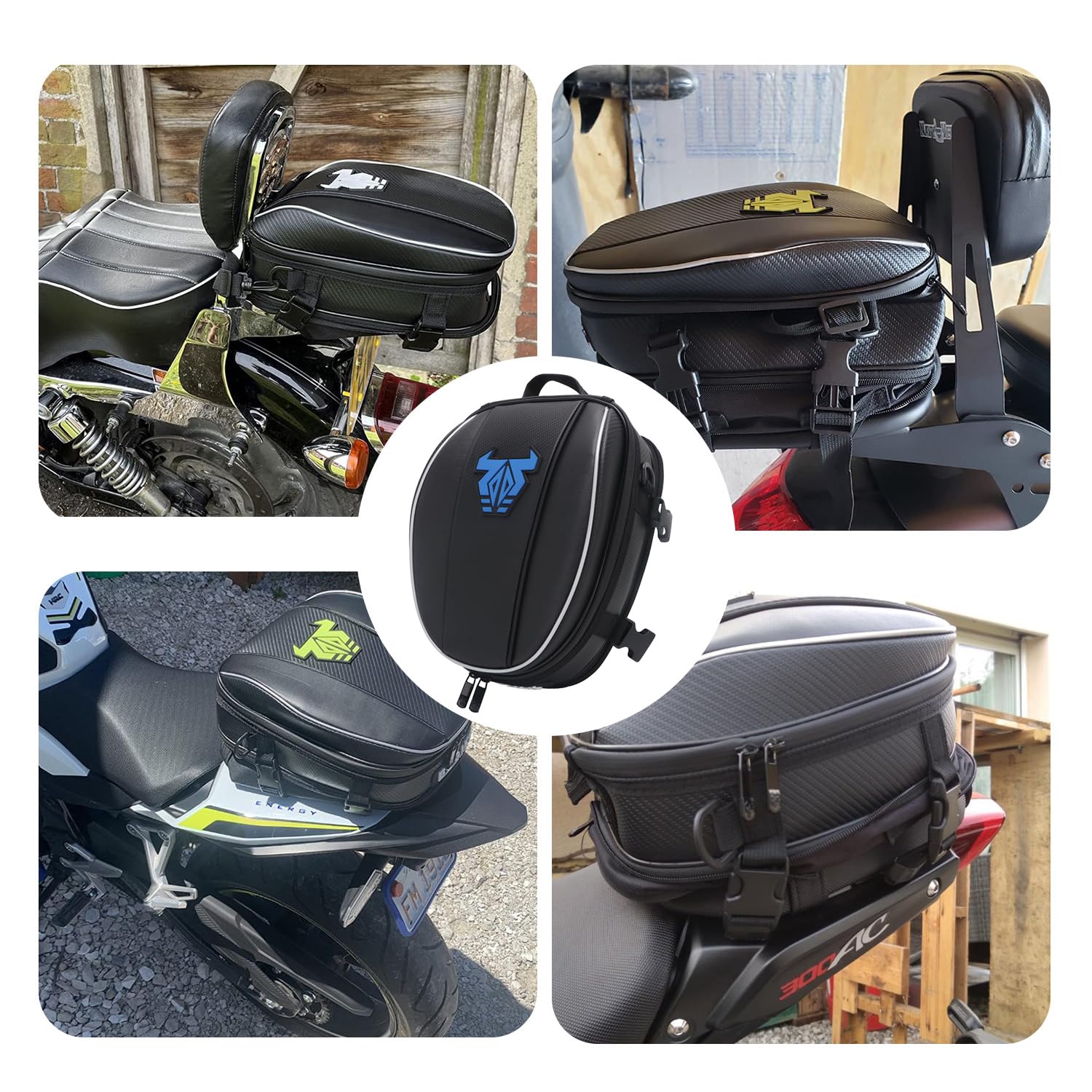 JFG RACING Bolsa Asiento Moto,Bolsa Equipaje Impermeable para Moto Bolsa para Asiento, Sillín, Multifuncional, Bolsa de Moto, Mochila, Estilo Deportivo-Azul
