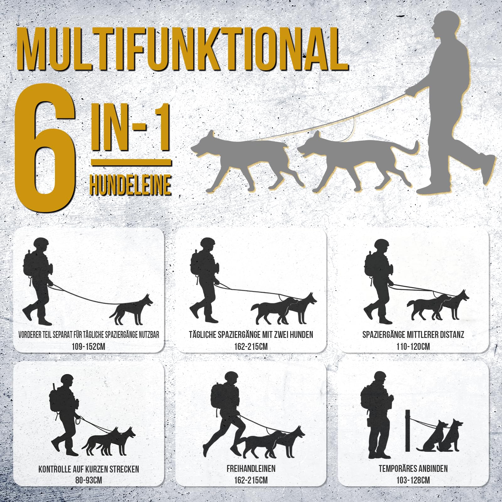 OneTigris Hundeleine, Doppelleine für 2 Hunde mit 4 Komfortabler Griff
