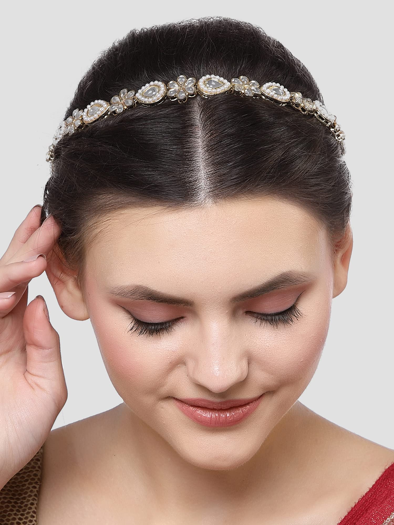 Karatcart Gold Plated Floral Design Drop Kundan Hairband for Women (B0BW4FXG4P) Amazon Price History, Amazon Price Tracker