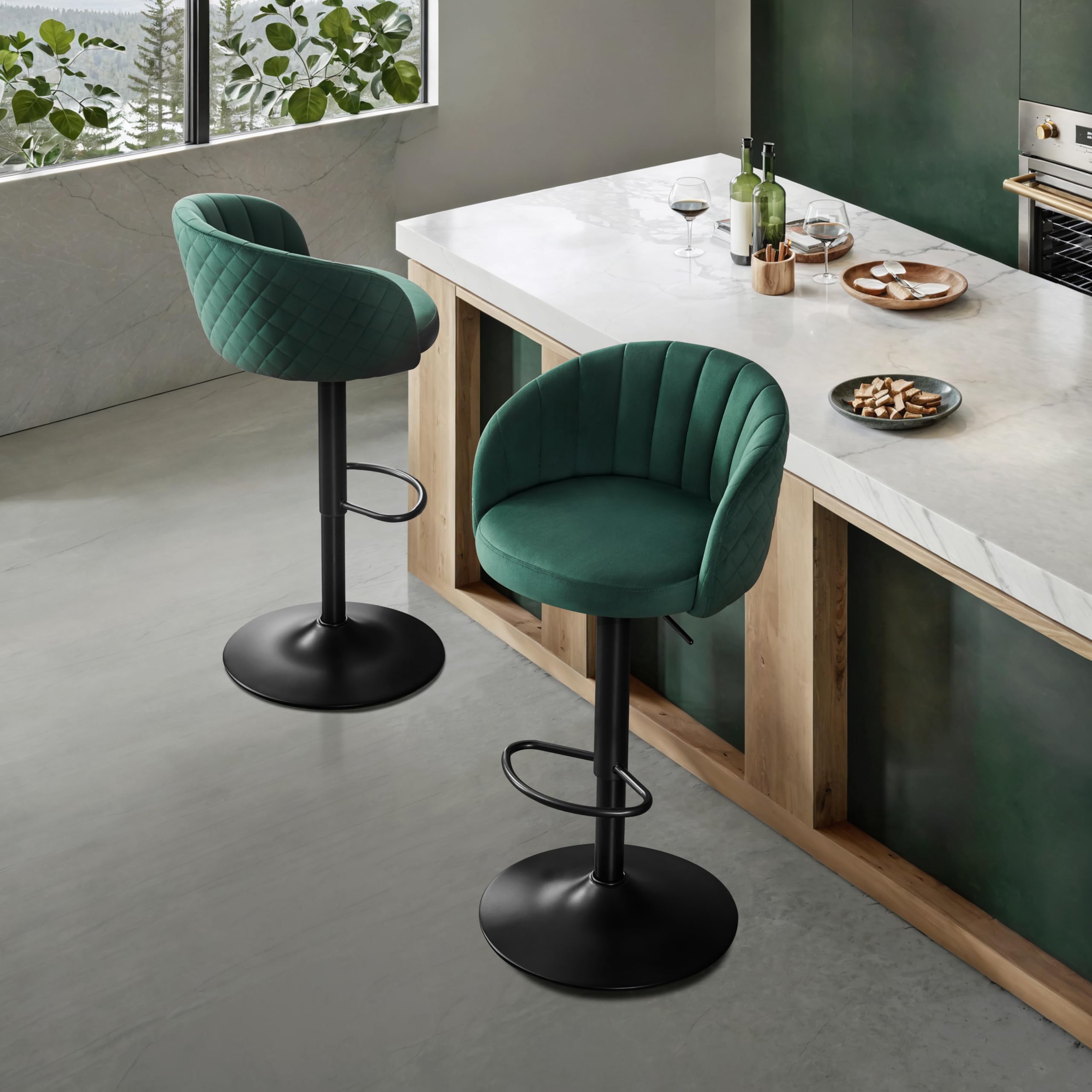 Sedie Da Cucina Set Di Sgabelli Da Bar In Velluto, Regolabili In