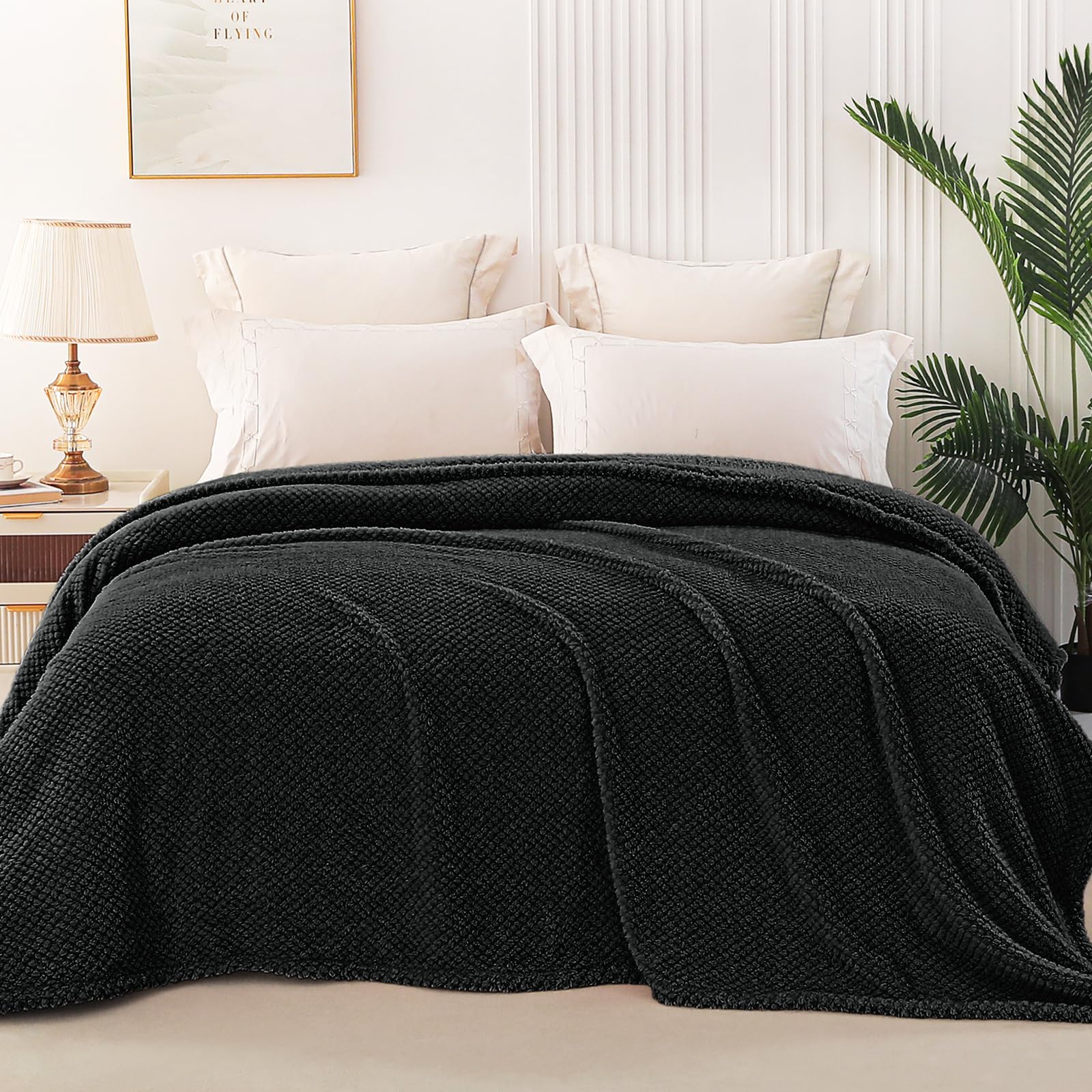 Whale Flotilla Double Size Fuzzy Fleece Blanket for Bed 150x200 CM Fluffy Warm Soft Jacquard Bed Blankets for All Season Lightweight and Cozy - Image 3