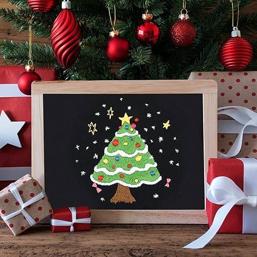 Miniatura 7 de Canlierr Juego de 6 juegos de bordado de Navidad con patrón e instrucciones (idioma español no garantizado), patrón de iniciación de bordado, hilo