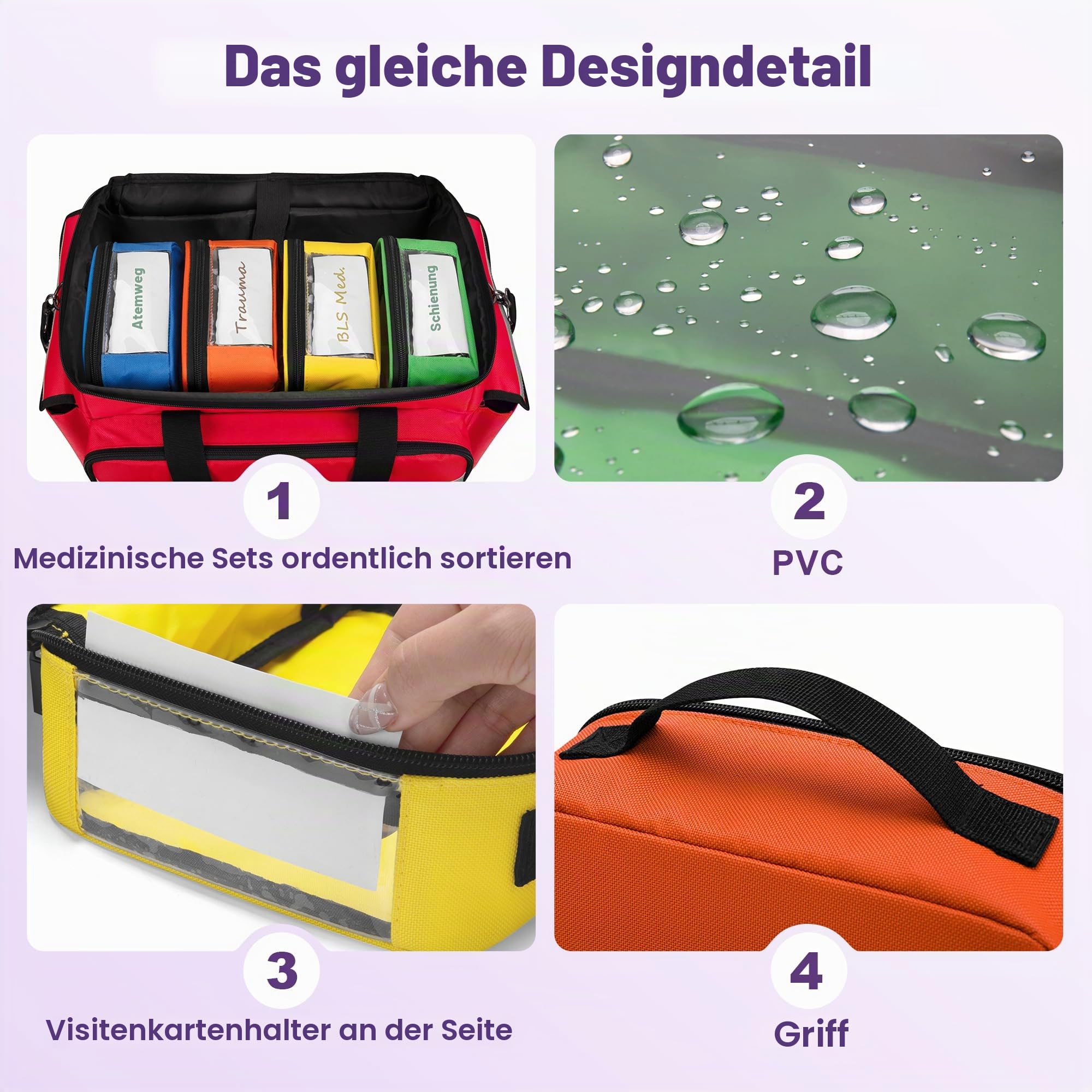 Trunab 4 Pcs Medikamententasche zu Organisation der Notfallausrüstung | Vierfarbige Medizinische Tasche, Reiseapotheke für den Hausgebrauch, Outdoor- und Autozubehör (Nur Tasche)