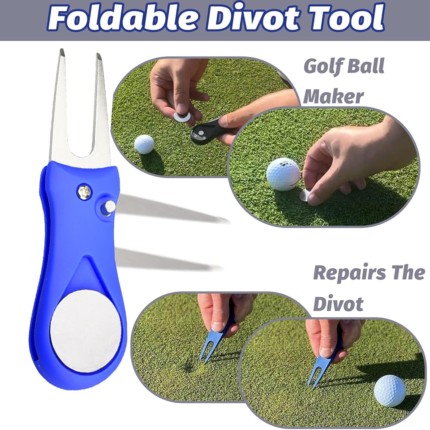 11 Pcs Golf Accessories Kit, Include Golf Ball Bag with Hook Tees Towel Cleaner Brush Ball Marker Divot Tool Score Counter - Image 3