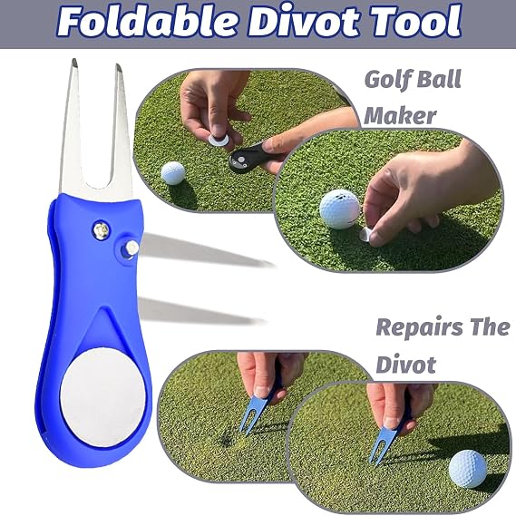 11 Pcs Golf Accessories Kit, Include Golf Ball Bag with Hook Tees Towel Cleaner Brush Ball Marker Divot Tool Score Counter