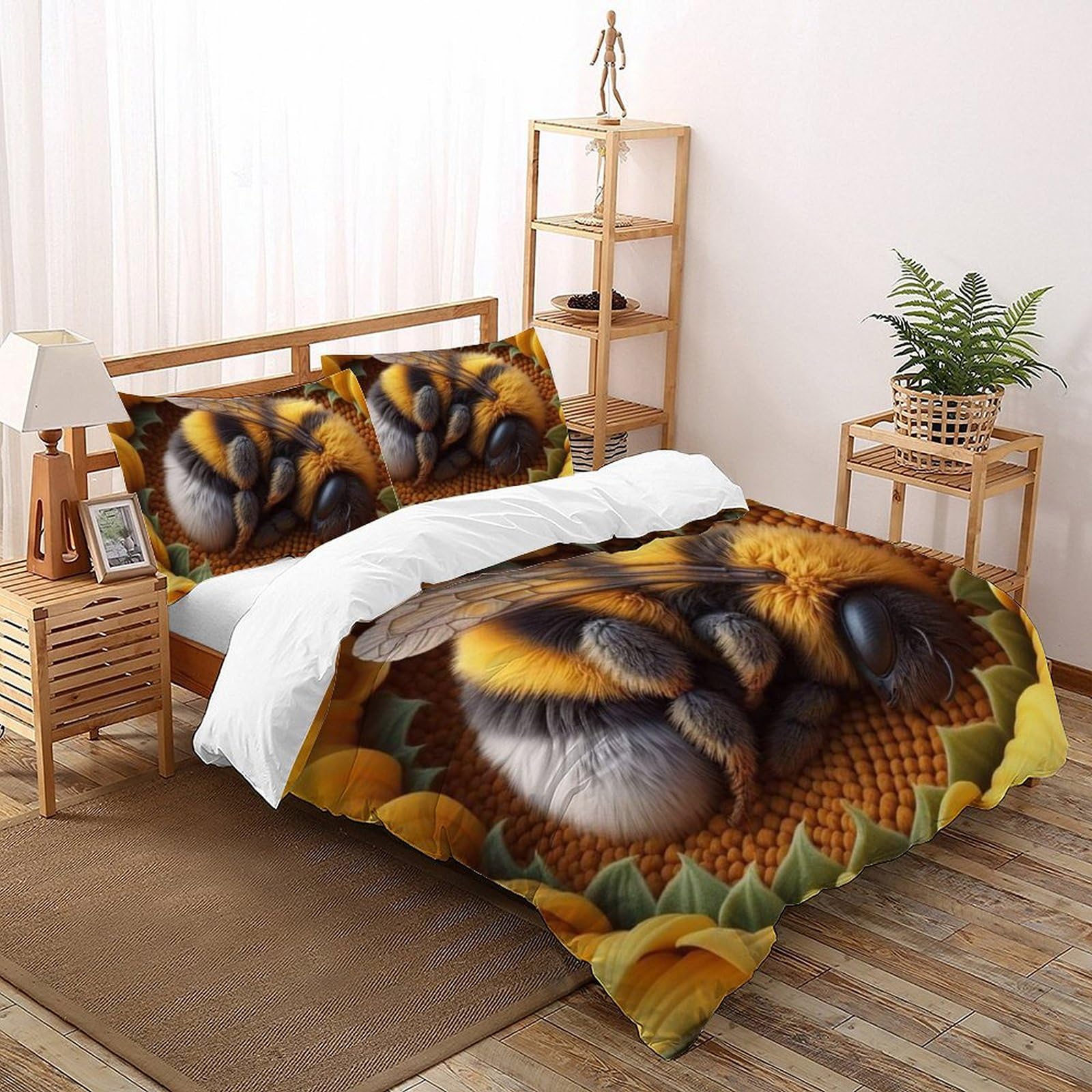 Housse de couette imprimé 3D animaux volants 260x220 avec zip invisible